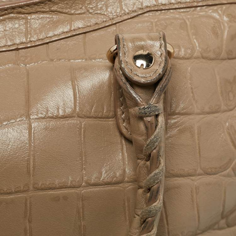 Pre Owned Balenciaga Beige Croc Embossed Leather Small Classic City Tote