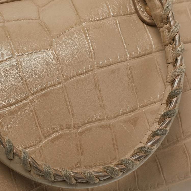 Pre Owned Balenciaga Beige Croc Embossed Leather Small Classic City Tote