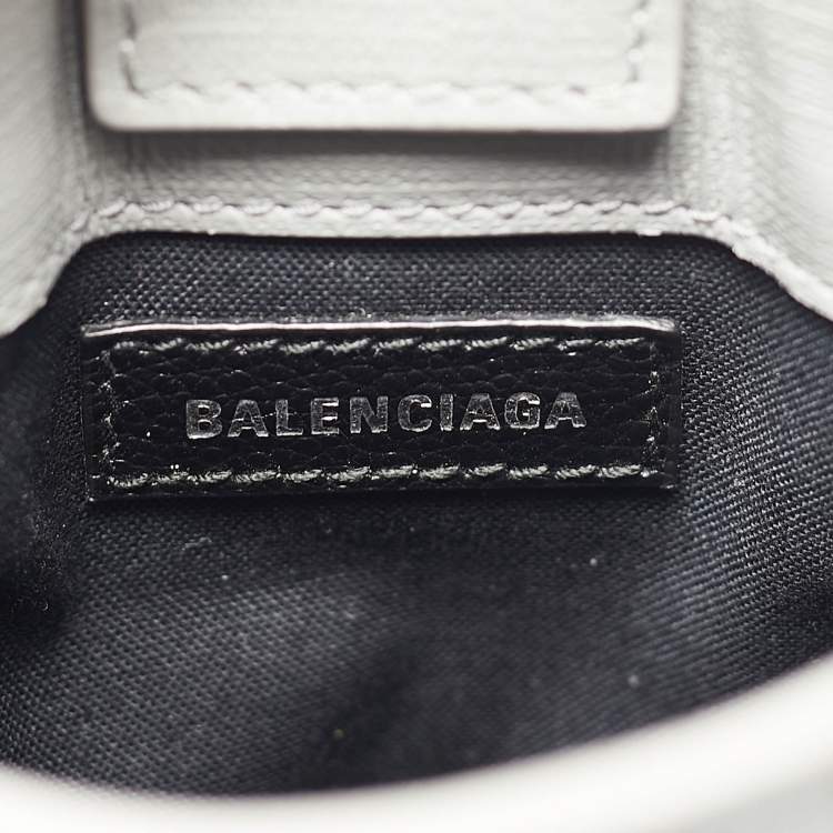 Pre Owned Balenciaga Grey/Black Leather Shopping Phone Holder Crossbody Bag