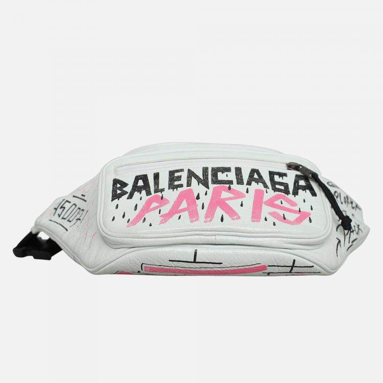Pre Owned Balenciaga Graffiti Leather Belt Bag