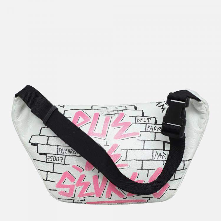 Pre Owned Balenciaga Graffiti Leather Belt Bag