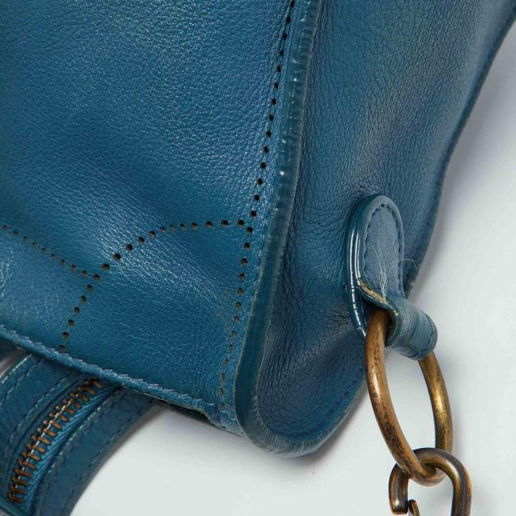Pre Owned Balenciaga Blue Leather Blackout City Tote