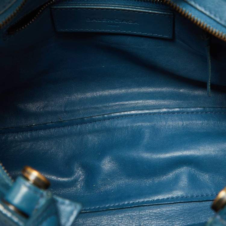 Pre Owned Balenciaga Blue Leather Blackout City Tote