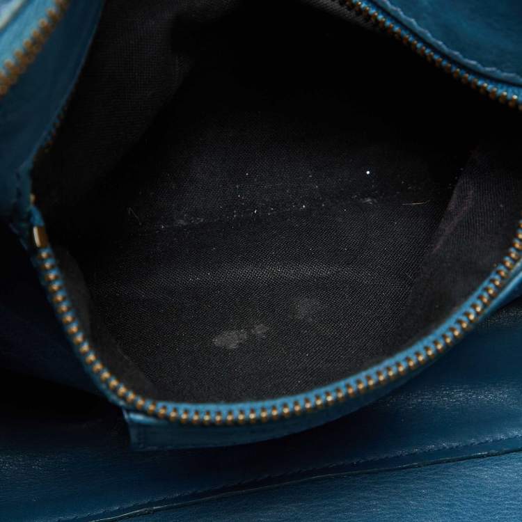 Pre Owned Balenciaga Blue Leather Blackout City Tote