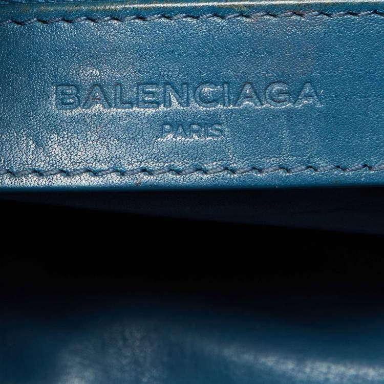 Pre Owned Balenciaga Blue Leather Blackout City Tote