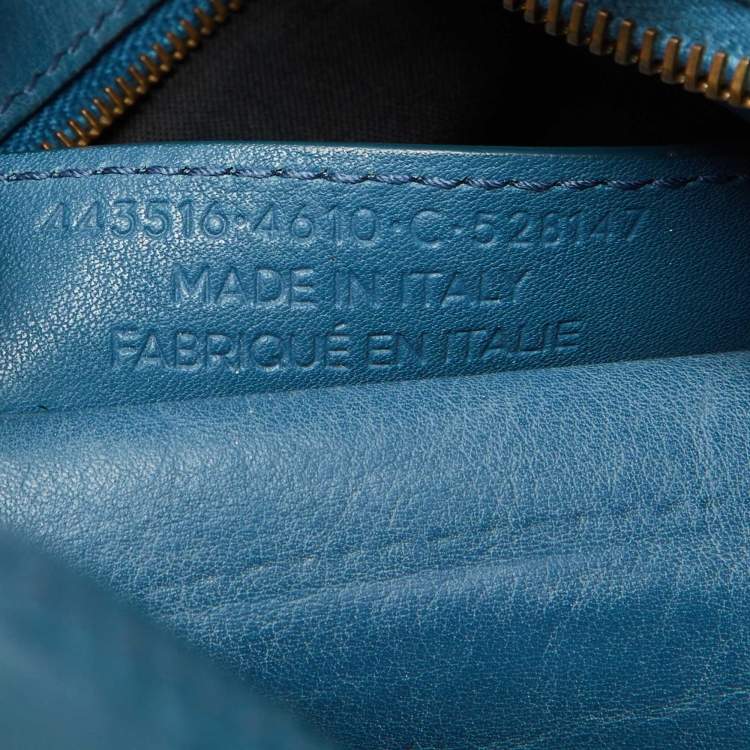 Pre Owned Balenciaga Blue Leather Blackout City Tote