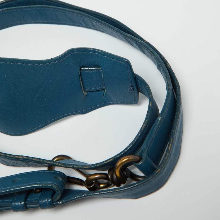 Pre Owned Balenciaga Blue Leather Blackout City Tote