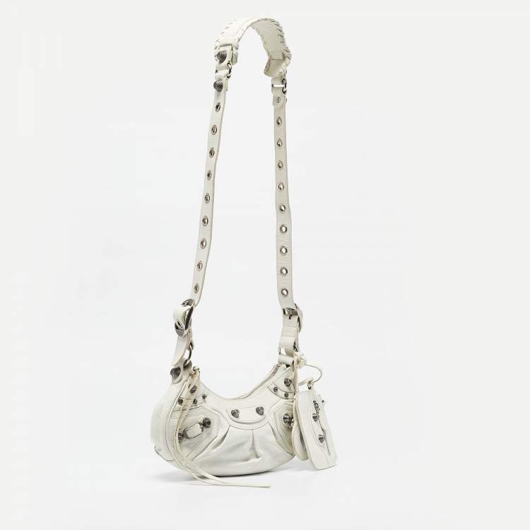 Pre Owned Balenciaga White Leather XS Le Cagole Shoulder Bag