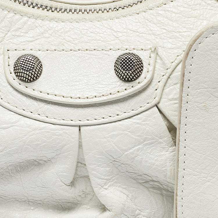 Pre Owned Balenciaga White Leather XS Le Cagole Shoulder Bag