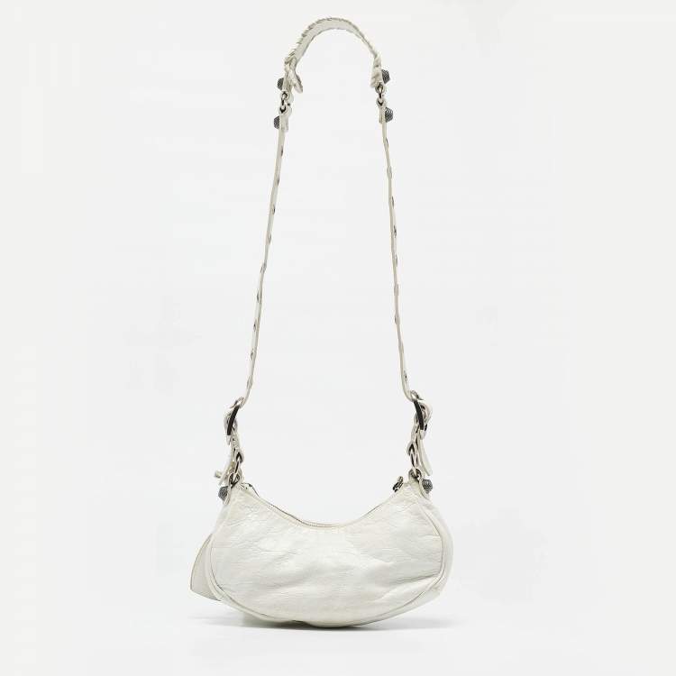 Pre Owned Balenciaga White Leather XS Le Cagole Shoulder Bag