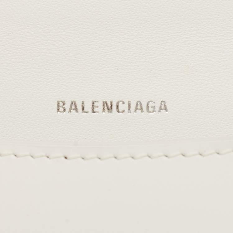 Pre Owned Balenciaga White Leather XS Hourglass Top Handle Bag