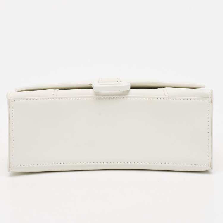 Pre Owned Balenciaga White Leather XS Hourglass Top Handle Bag