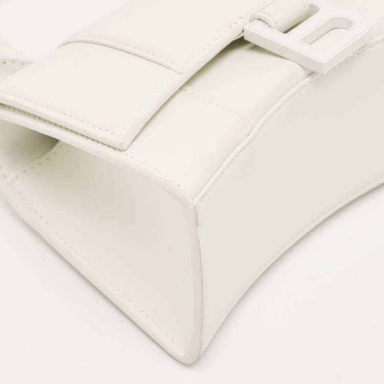 Pre Owned Balenciaga White Leather XS Hourglass Top Handle Bag