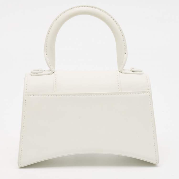 Pre Owned Balenciaga White Leather XS Hourglass Top Handle Bag