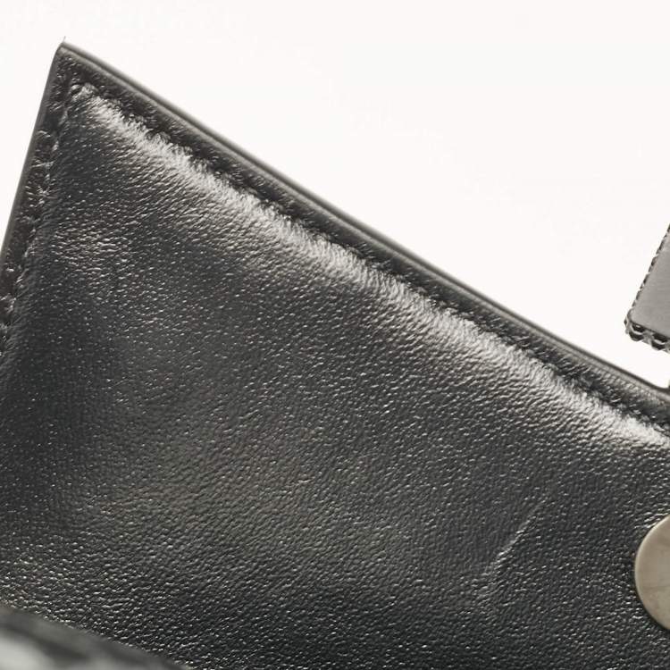 Pre Owned Balenciaga Black Croc Embossed Leather XS Embellished Hourglass Top Handle Bag