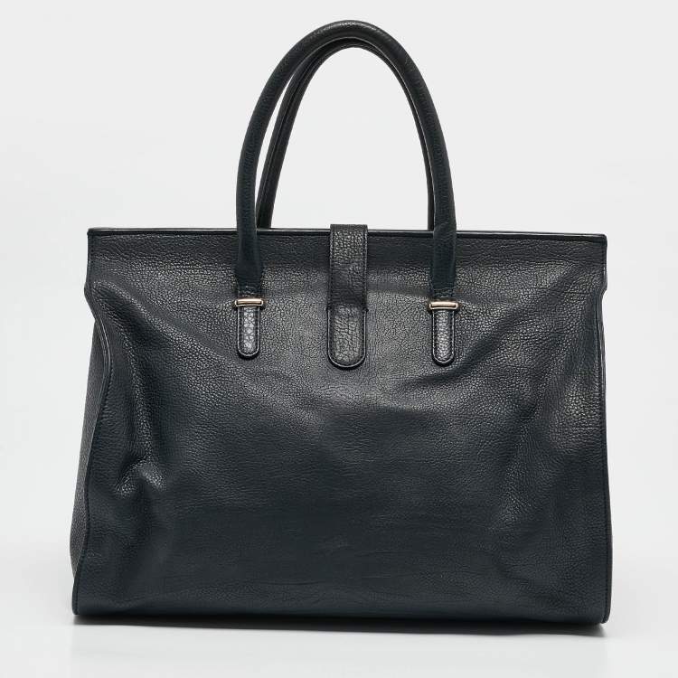 Pre Owned Balenciaga Navy Blue Leather Tube Clasp Top Handle Bag