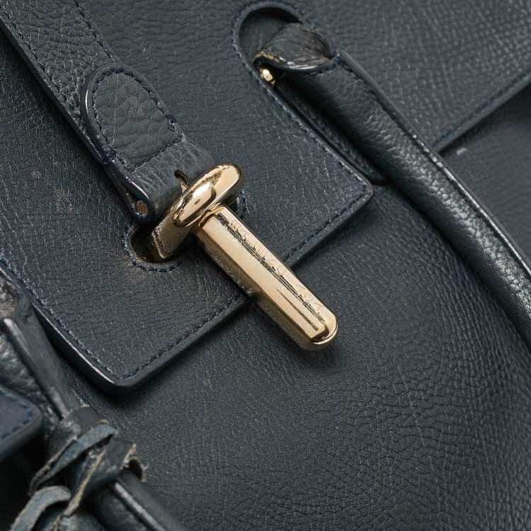 Pre Owned Balenciaga Navy Blue Leather Tube Clasp Top Handle Bag