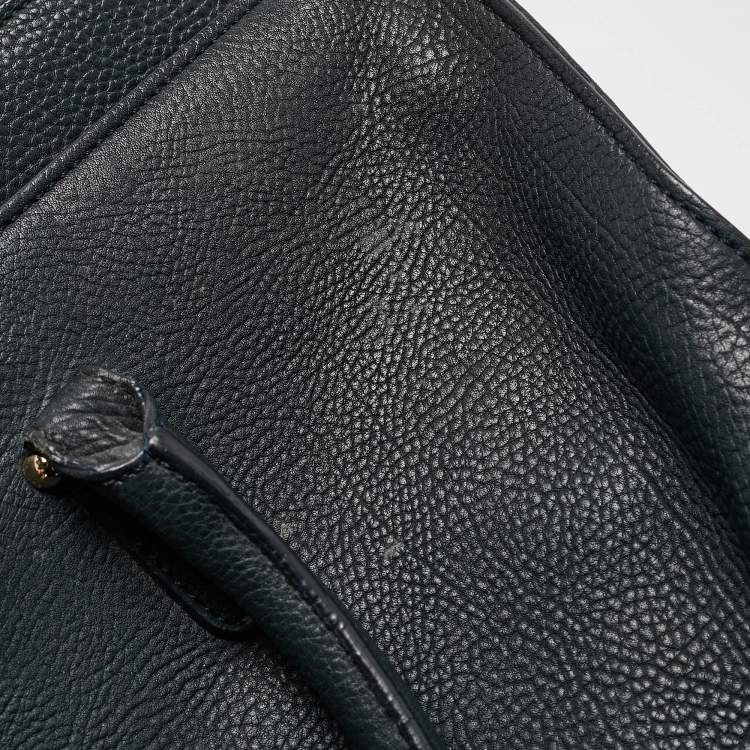 Pre Owned Balenciaga Navy Blue Leather Tube Clasp Top Handle Bag