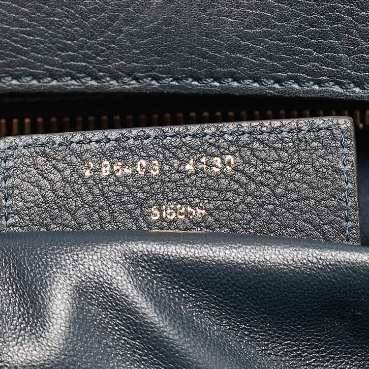 Pre Owned Balenciaga Navy Blue Leather Tube Clasp Top Handle Bag