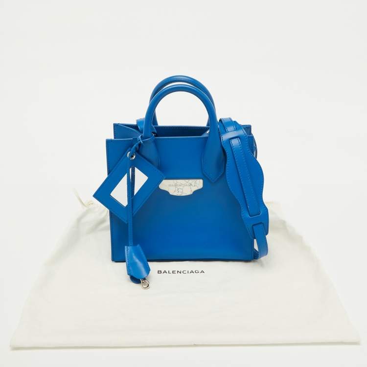 Pre Owned Balenciaga Blue Leather Mini All Afternoon Tote