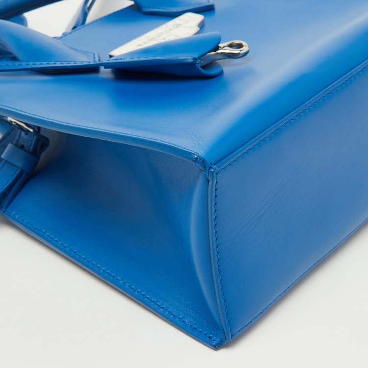 Pre Owned Balenciaga Blue Leather Mini All Afternoon Tote