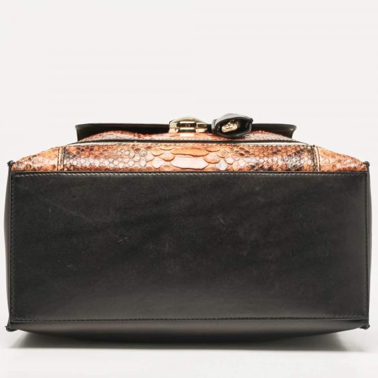 Pre Owned Balenciaga Tricolor Canvas and Python Padlock All Afternoon Tote