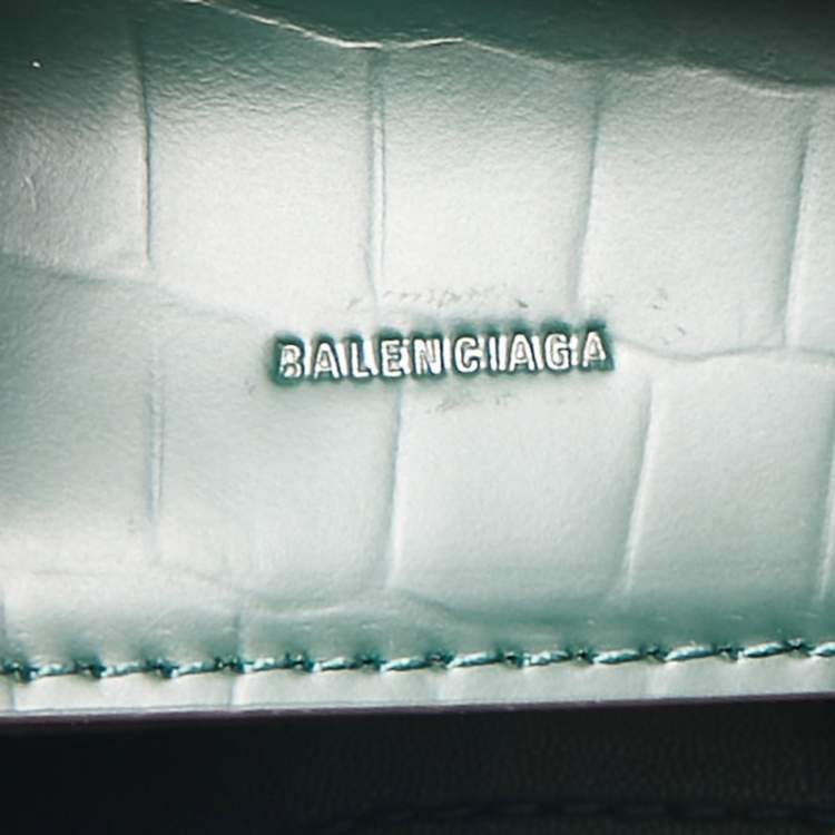 مملوكة مسبقًا Balenciaga Green Croc Embossed Leather Micro Neo Classic City Tote