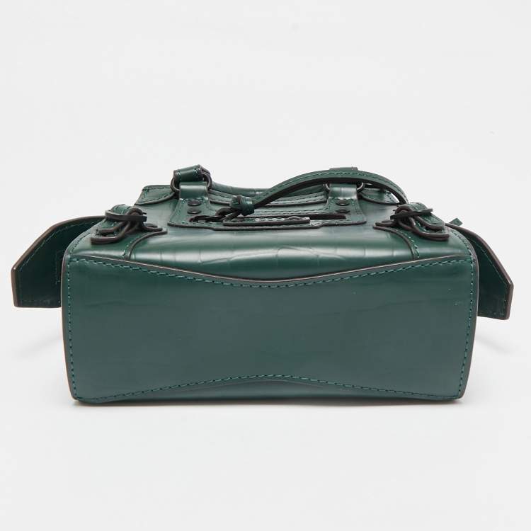 مملوكة مسبقًا Balenciaga Green Croc Embossed Leather Micro Neo Classic City Tote