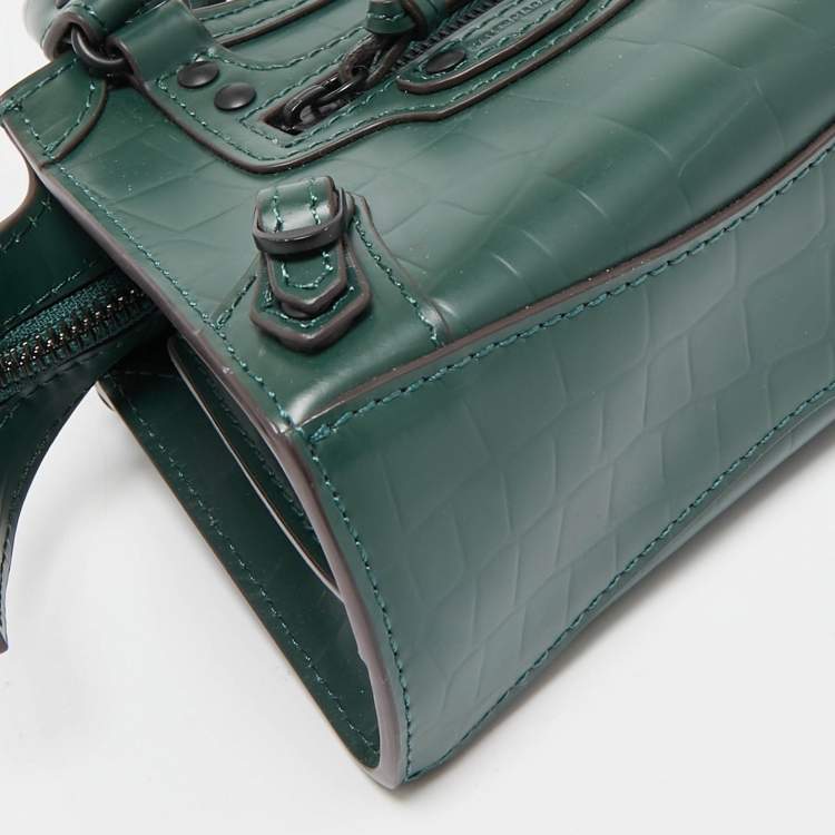 مملوكة مسبقًا Balenciaga Green Croc Embossed Leather Micro Neo Classic City Tote