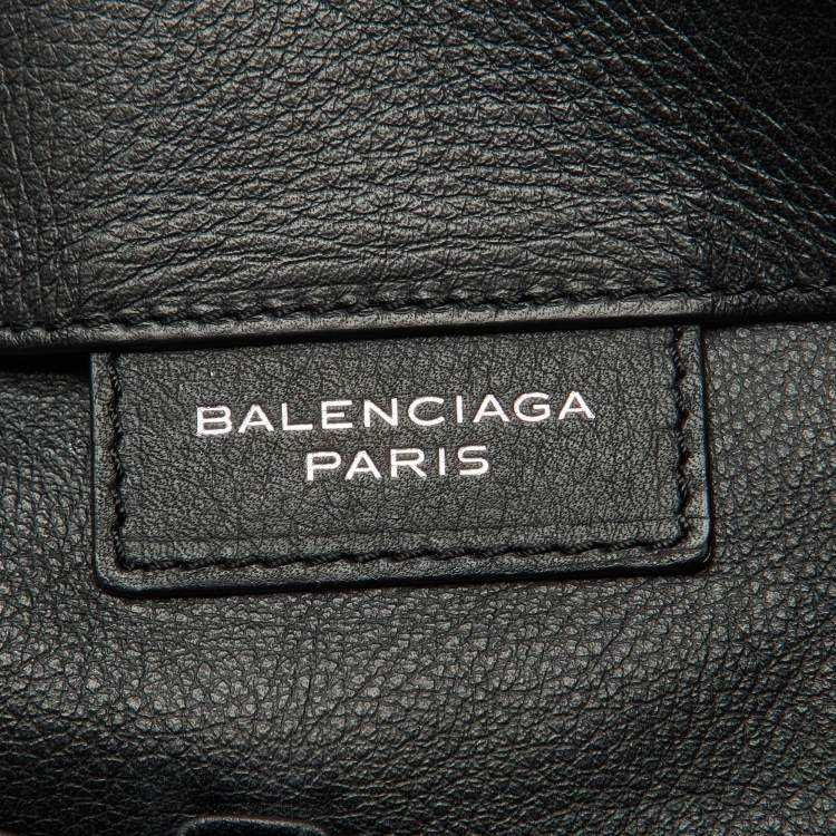Pre Owned Balenciaga Black/Olive Green Leather A5 Papier Tote