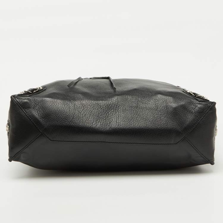 Pre Owned Balenciaga Black/Olive Green Leather A5 Papier Tote