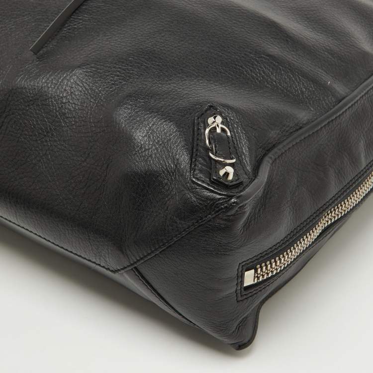Pre Owned Balenciaga Black/Olive Green Leather A5 Papier Tote