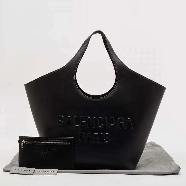 Pre Owned Balenciaga Black Leather Medium Mary Kate Tote