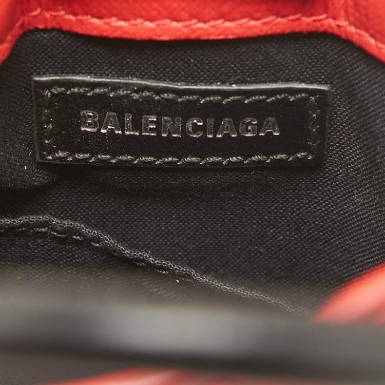 Pre Owned Balenciaga Red/Black Logo Shopping Phone Holder Crossbody Bag 