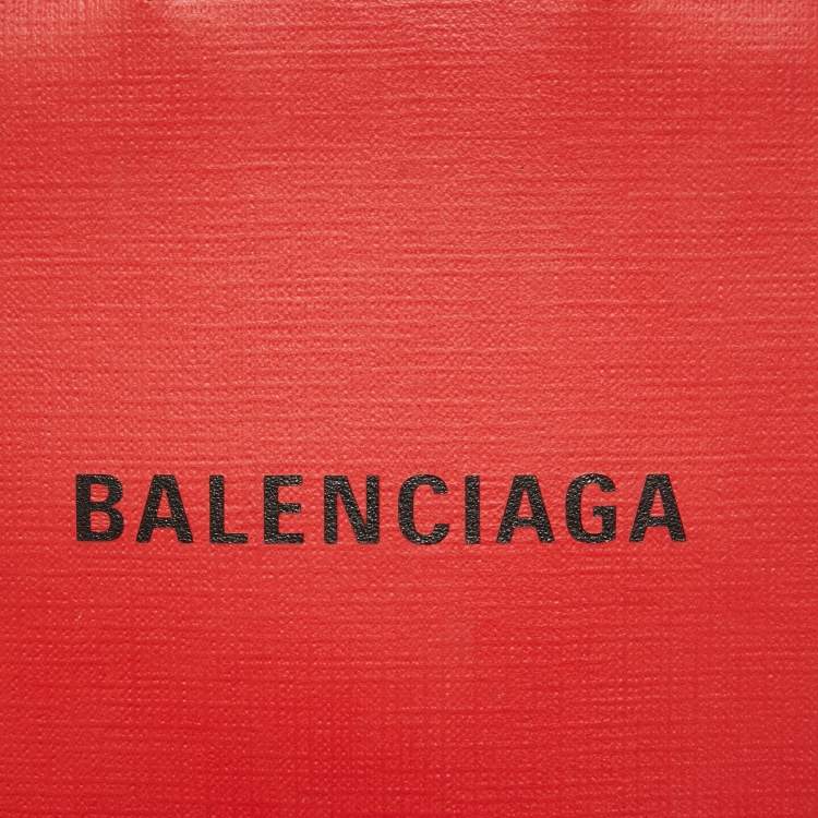 Pre Owned Balenciaga Red/Black Logo Shopping Phone Holder Crossbody Bag 