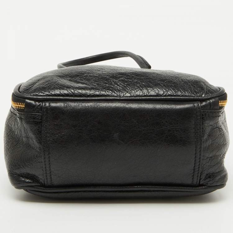 Pre Owned Balenciaga Black Crackle Leather Small Blanket Square Bag