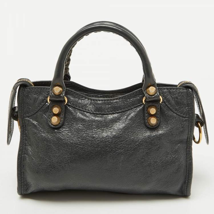Pre Owned Balenciaga Grey Leather RGH Mini Classic City Bag