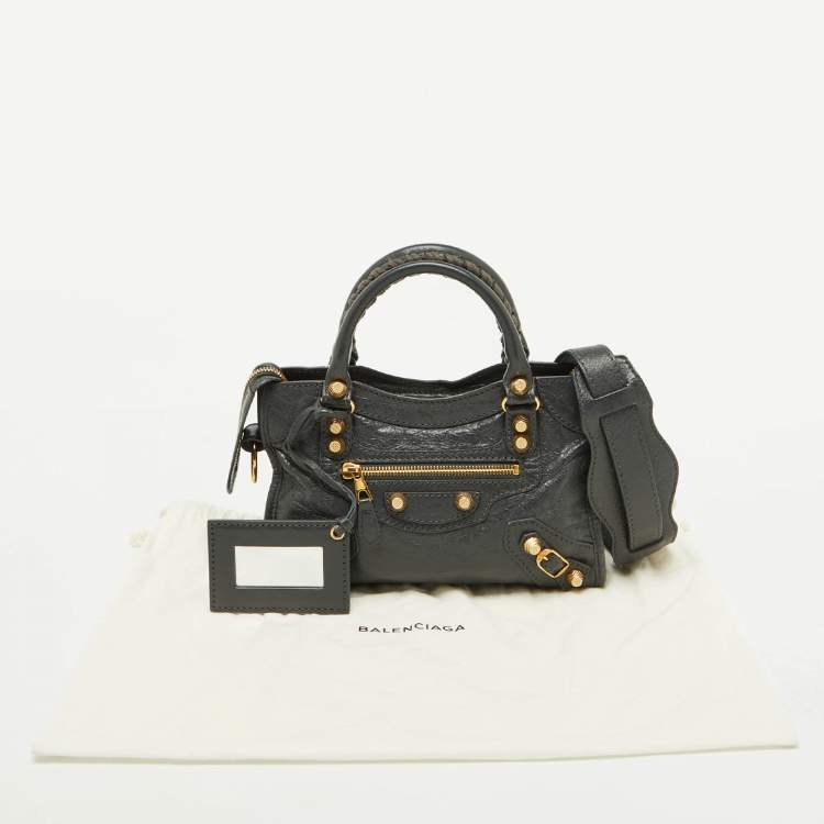Pre Owned Balenciaga Grey Leather RGH Mini Classic City Bag