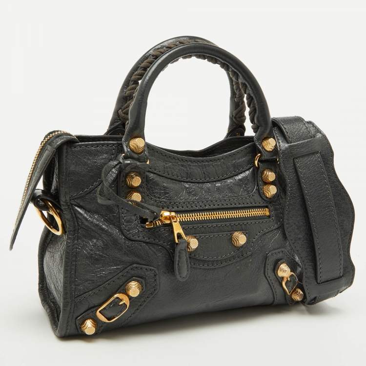 Pre Owned Balenciaga Grey Leather RGH Mini Classic City Bag