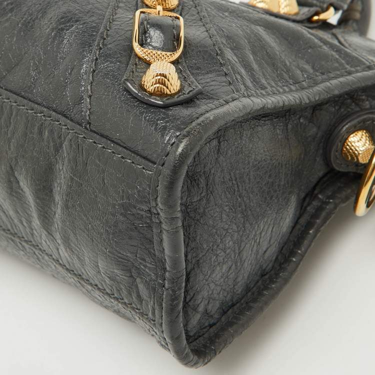 Pre Owned Balenciaga Grey Leather RGH Mini Classic City Bag