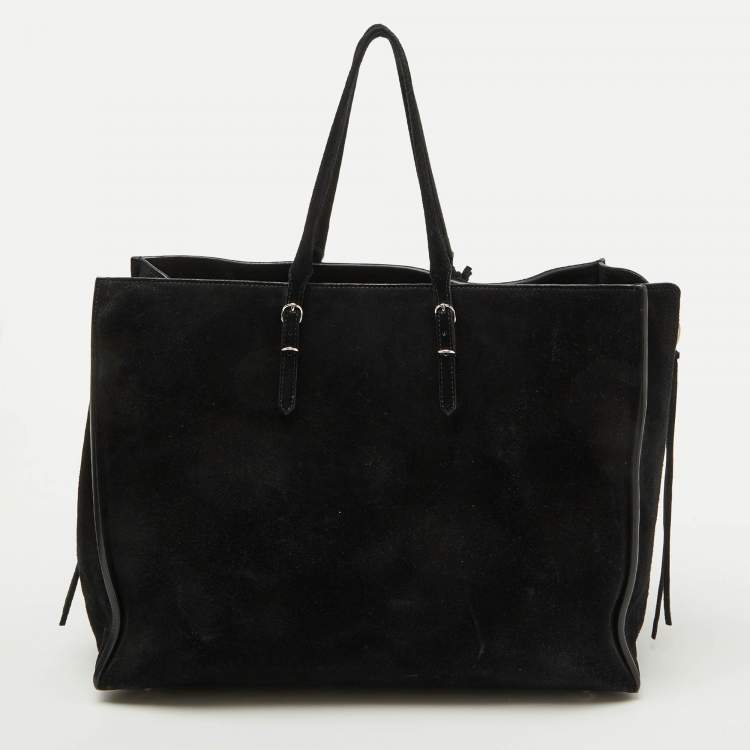 Pre Owned Balenciaga Black Suede Papier A4 Tote