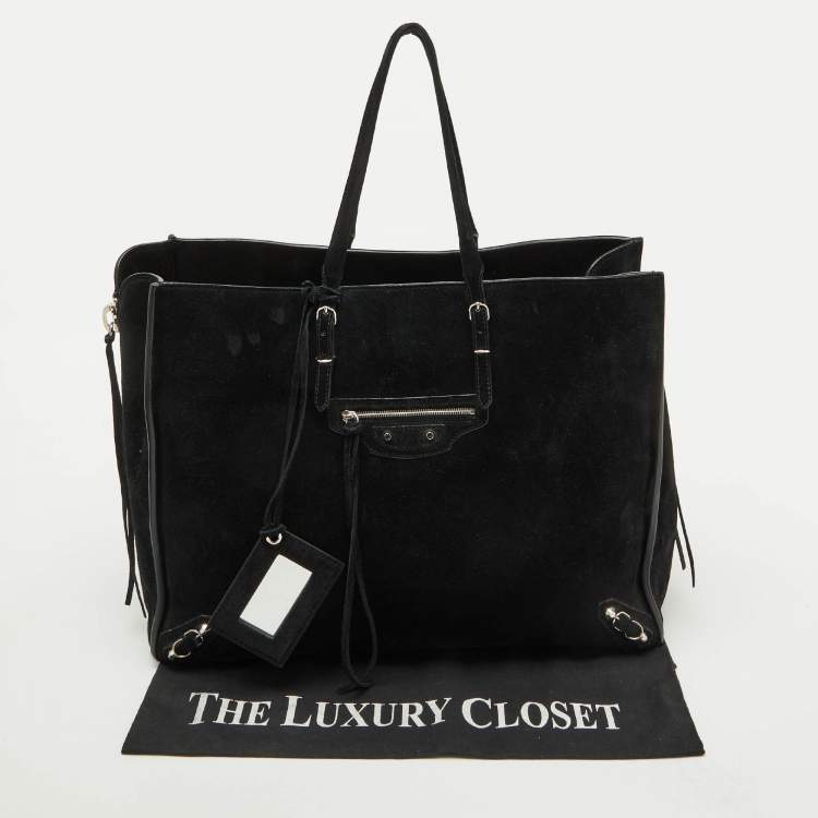 Pre Owned Balenciaga Black Suede Papier A4 Tote