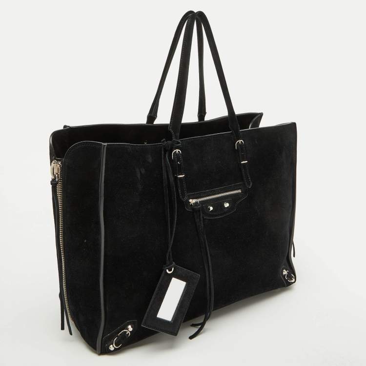 Pre Owned Balenciaga Black Suede Papier A4 Tote