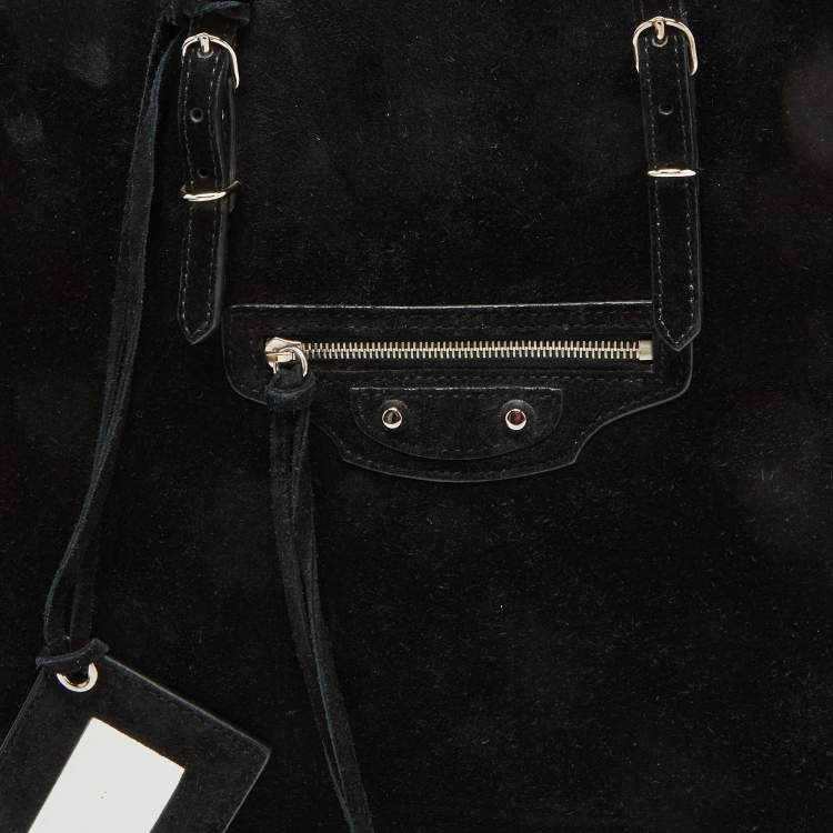 Pre Owned Balenciaga Black Suede Papier A4 Tote