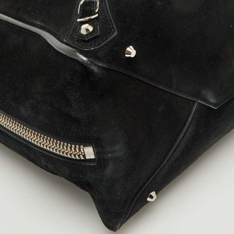 Pre Owned Balenciaga Black Suede Papier A4 Tote