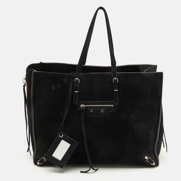 Pre Owned Balenciaga Black Suede Papier A4 Tote