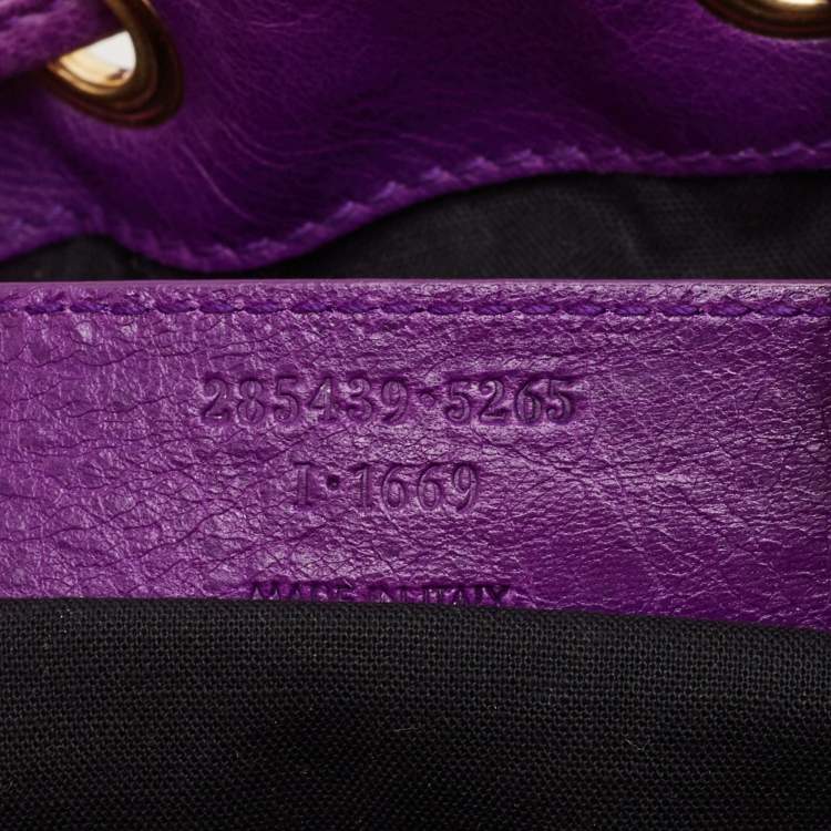 Pre Owned Balenciaga Purple Leather SGH Pompon Bag