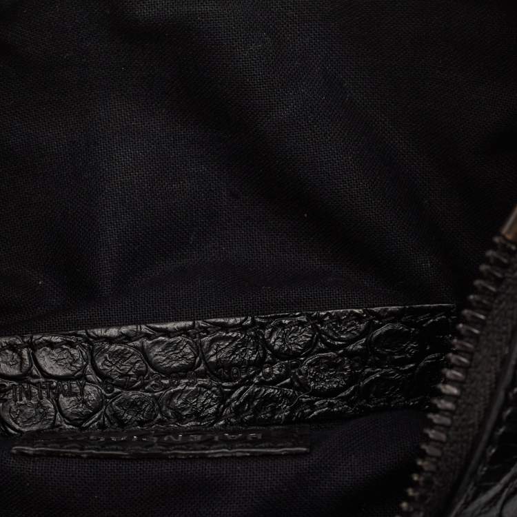 Pre Owned Balenciaga Black Croc Embossed Leather XS Le Cagole Shoulder Bag