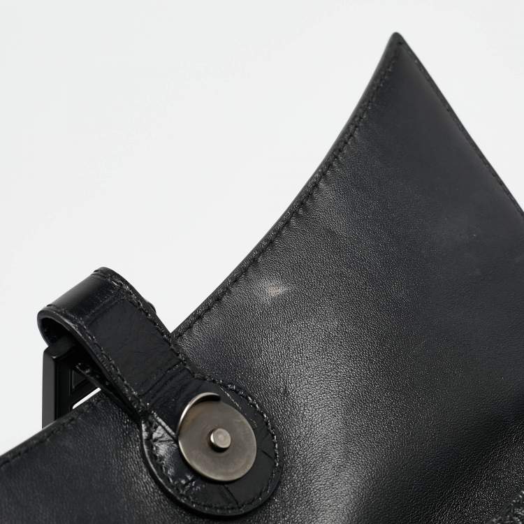 Pre Owned Balenciaga Black Croc Embossed Leather Small Soft Hourglass Shoulder Bag