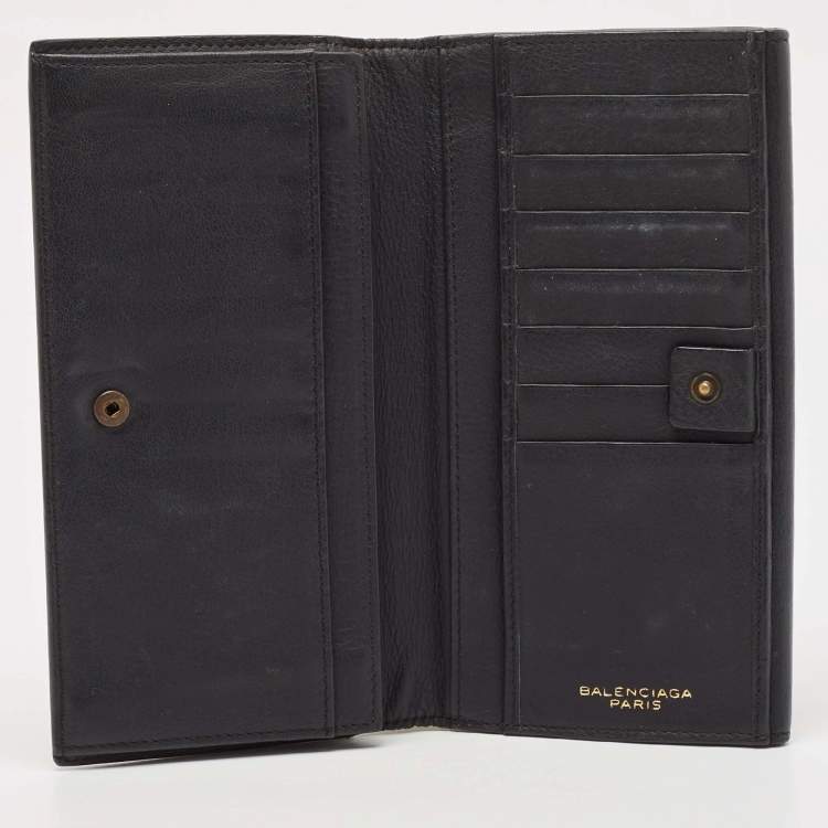 مملوكة مسبقًا Balenciaga Dark Blue Leather Classic Continental Wallet